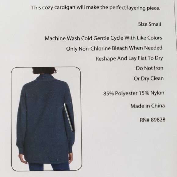 NWT - Ella Moss Ladies' Cozy Lightweight Indigo Blue Cardigan – Size S - Picture 5 of 5